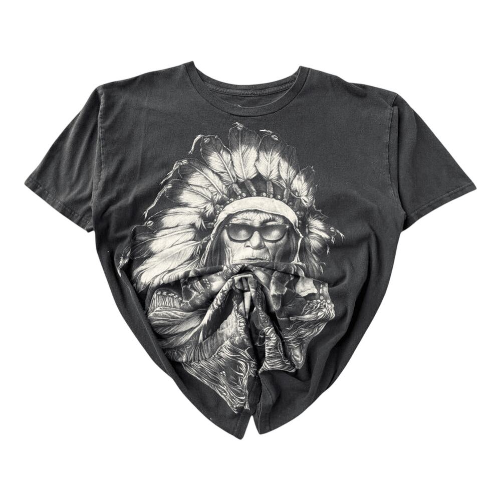 Rook Old and Serious Man Y2K Graphic T-Shirt Black L
